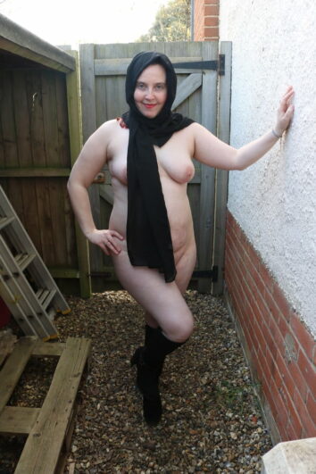Hijab and Boots in the Yard