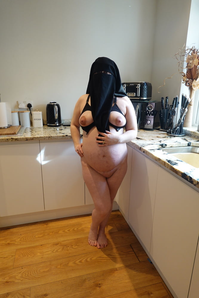 Pregnant Wife in Muslim Niqab and Nursing Bra